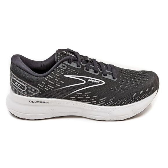 Brooks Glycerin 20 Low Top Running Shoes Black/White/Alloy Wide Women US 8 WIDE - Picture 1 of 15